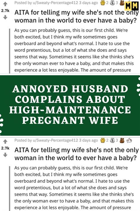 Annoyed Husband Complains About High Maintenance Pregnant Wife