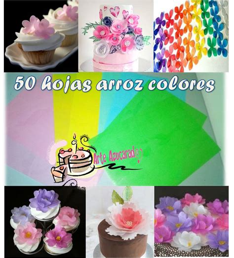 50 Obleas De Arroz Comestibles De Colores Y Sabores Hojas Comestibles