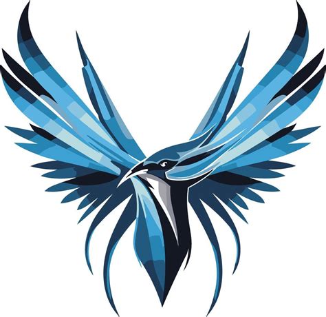 Abstract Blue Bird Logo Design With Outstretched Wings Perfect For A