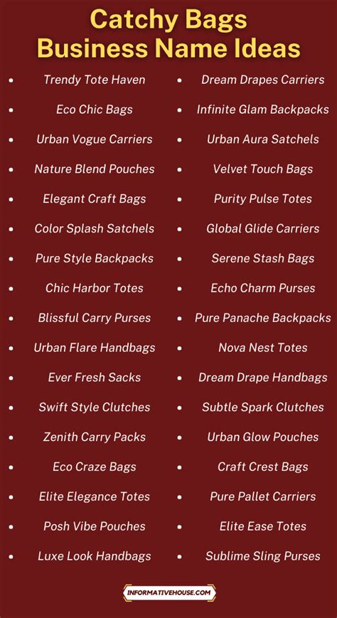 499 Catchy Bags Business Names Ideas To Impress Ladies Informative