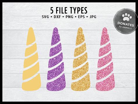 Unicorn Horn Svg File Glitter Unicorn Horn Clipart For Cricut