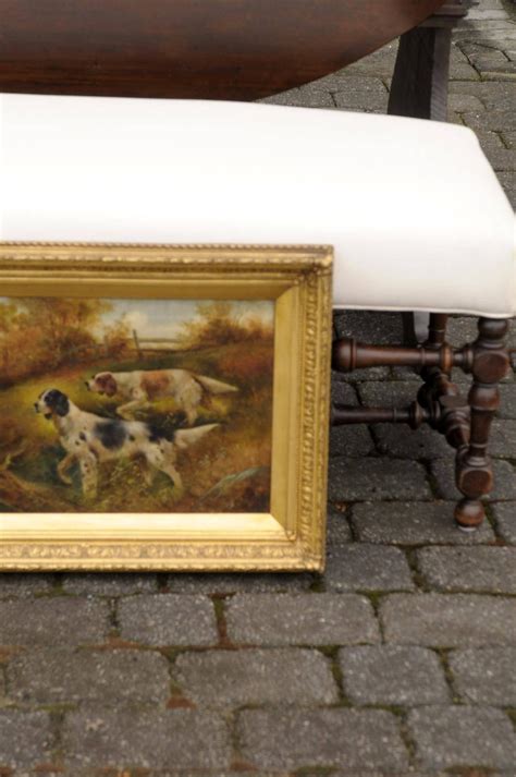 Victorian Oil Painting Of Sporting Dogs By Charles Dudley Mid 19th