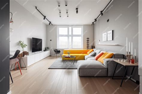 Premium AI Image | Minimalist home interior with pops of color and ...