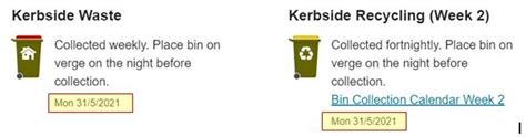 Kerbside Bin Collection Timetable