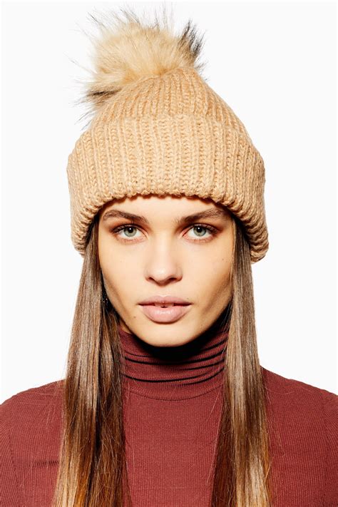 Knitted Faux Fur Pom Pom Beanie Topshop Felt Floppy Hat Floppy Hats