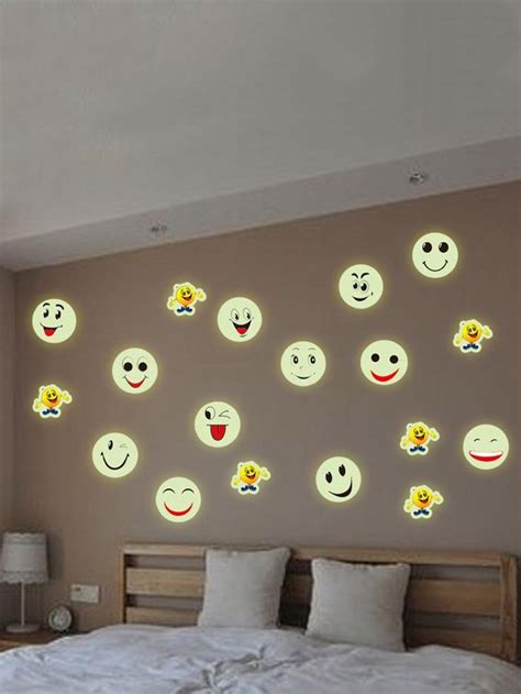 Luminous Emoji Wall Sticker Kids Room Art Decor Baby Room Wall Face