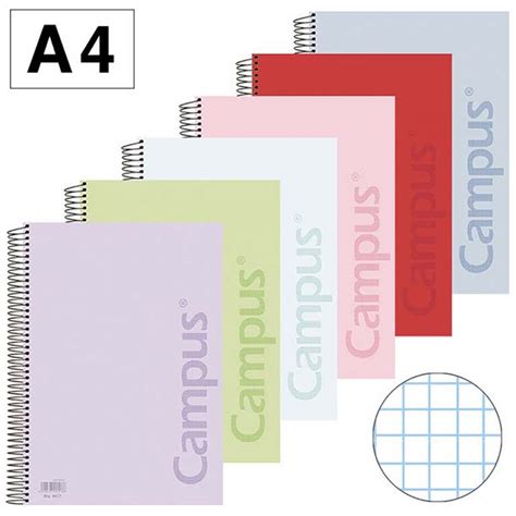 Cuaderno Polipropileno Campus A4 80 H 90 G Colores Pastel