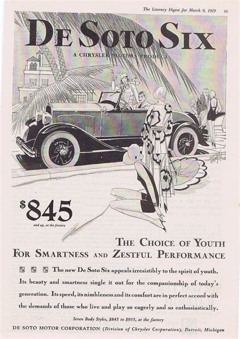 Early De Soto Automobile Advertisement 1929 Car Advertising