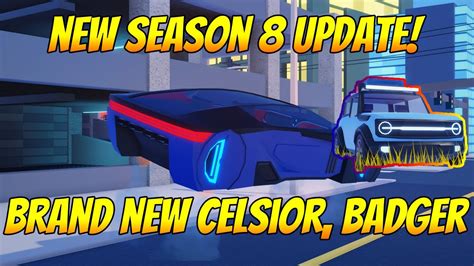 Roblox Jailbreak Season 8 Update Is Released New Celsior Badger Garage System And More Youtube