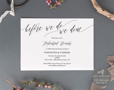 Printable Rehearsal Dinner Invitations