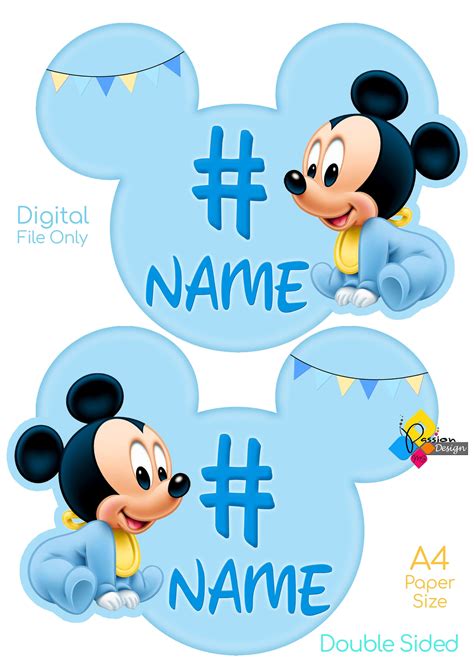 Printable Mickey Mouse Birthday Cake Topper Custom Name And Age Etsy