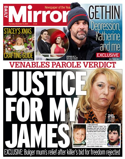 Daily Mirror Front Page Th Of December Tomorrow S Papers Today