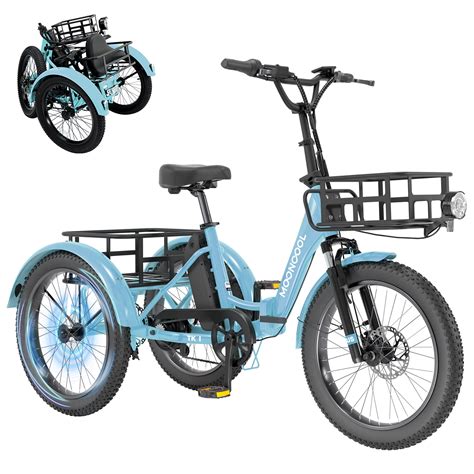 Mooncool Folding Electric Trike For Adults 20 Fat Tire Foldable