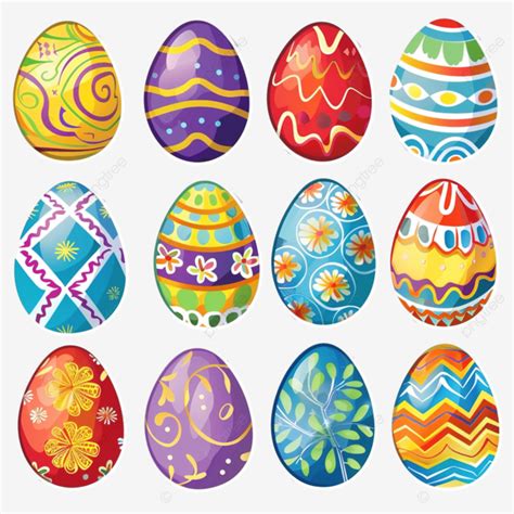 Pegatinas Decorativas Coloridas De Huevos De Pascua PNG Dibujos Pascua