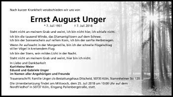 Traueranzeigen Von Ernst August Unger Wirtrauern