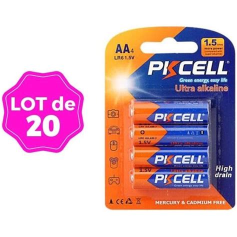 Lot De 20 Piles AA LR6 Ultra Alcaline PKCell 1 5V Cdiscount Jeux Jouets