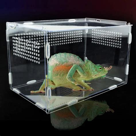 Transparent Reptile Breeding Box Acrylic Feeding Box Degree High