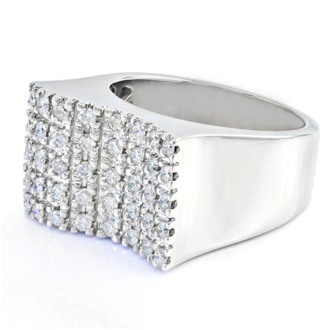 Diamond Block Ring In 14kt White Gold