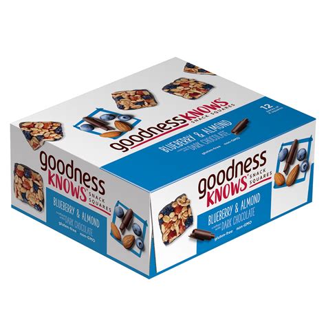 Goodnessknows Blueberry Almond And Dark Chocolate Snack Square Bars 12