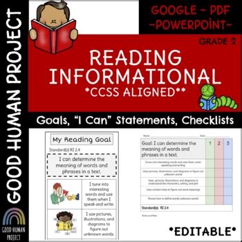 Reading Strategy Goal Bookmark Reading Informational Ccss Nf Editable