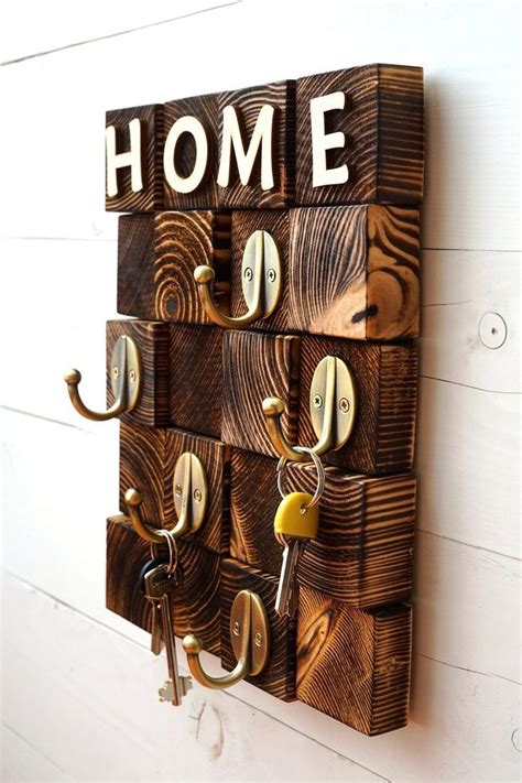 Wood Key Hanger Key Holder Personalized Wall Key Rack Wall Etsy