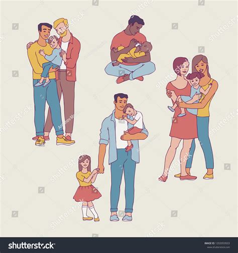 Gay Family Vector Illustration Set Happy vector de stock libre de regalías
