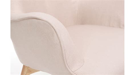 Fauteuil Avec Repose Pieds Scandinave En Tissu Rose Poudr Et Bois