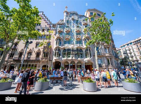 Facade Of Casa Batllo By Antoni Gaudi And Casa Amatller Passeig De Gracia Barcelona Catalonia