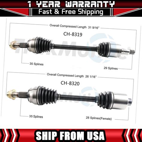 TrakMotive Front CV Axle Joint Shaft For Ram ProMaster 1500 2019 2018