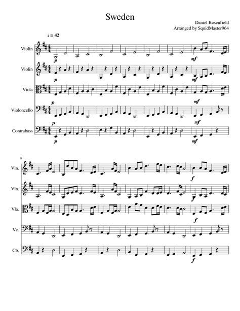 Sweden Minecraft Sheet Music For Violin Viola Cello Contrabass Download Free In Pdf Or Midi