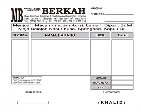 Cetak Nota Toko Meubel Berkah Alfi Percetakan Dan Digital Printing