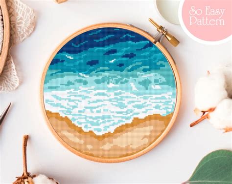 Ocean Cross Stitch Pattern Pdf Modern Nature Cross Stitch Etsy