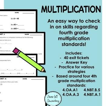 Multiplication Practice Fourth Grade Exit Tickets And Activities