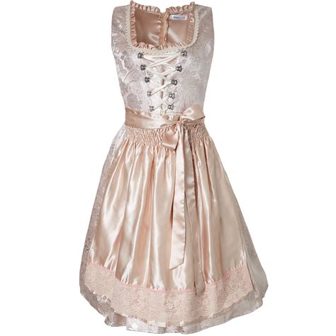 Donna Midi Abito Tirolese Dirndl Rosa Costume Bavarese Vestito