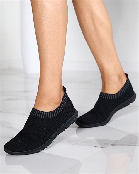 Damskie Czarne Sportowe Buty Slip On Errous Obuwie Czarny