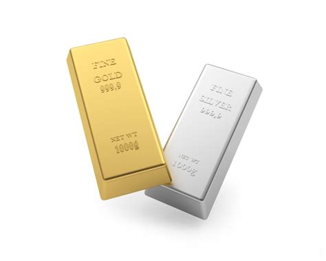 Premium Photo | Two gold and silver bars