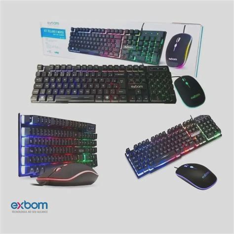 Kit Teclado Semi Mecanico E Mouse Gamer Led Exbom Bk G550 No Shoptime