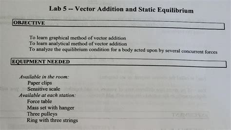 Lab 5 Vector Addition And Static Equilibrium