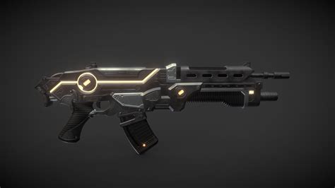 Sci Fi Assault Rifle Laser Blaster 3d Model By Sergeykuchmin Ae13f3a