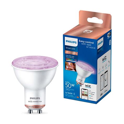 Foco Led Philips Dicroico Gu10 4 7w Wifi Wiz Rgb Promart