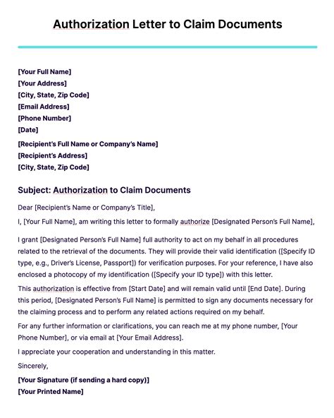 Authorization Letter To Claim 15 Examples Format Sample Examples