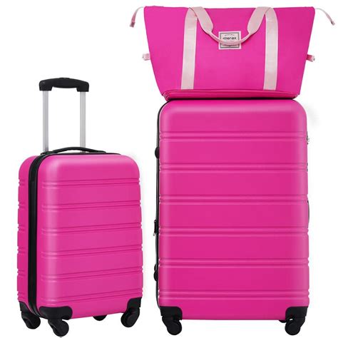 Merax 3 Piece Pink Expandable ABS Hardshell Spinner 20 In And 28 In