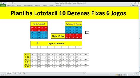 Planilha Lotofacil Dezenas Gratis Fixa Jogos