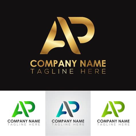 Design De Logotipo De Letra Ap Met Lico Dourado Vetor Premium