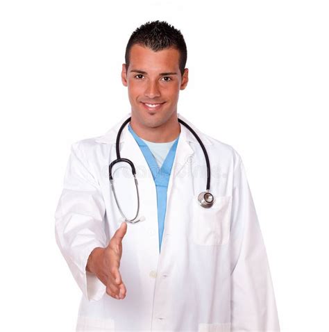 Medical Hispanic Doctor With Greeting Gesture Stock Image Image Of