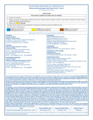 Fillable Online Key Information Memorandum Cum Application Form