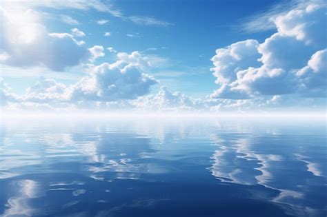 Premium Photo Pure White Clouds Of The Sky Reflected In The Water Of