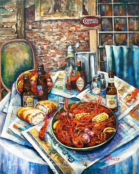 Crawfish Painting New Orleans Boiled Seafood Art Louisiana Etsy