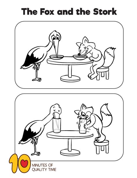 The Fox and the Stork Coloring Page Fun Activities For Kids, Preschool Activities, Snake ...