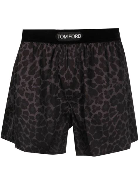 Tom Ford Leopard Print Silk Boxers Black Editorialist